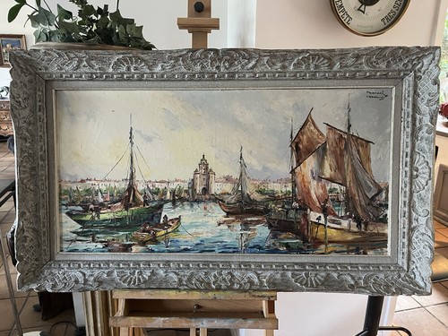 Huile sur toile avec cadre - sur,