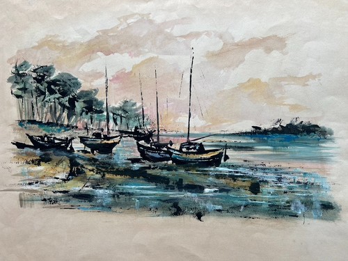 Ancienne grande aquarelle - grande,